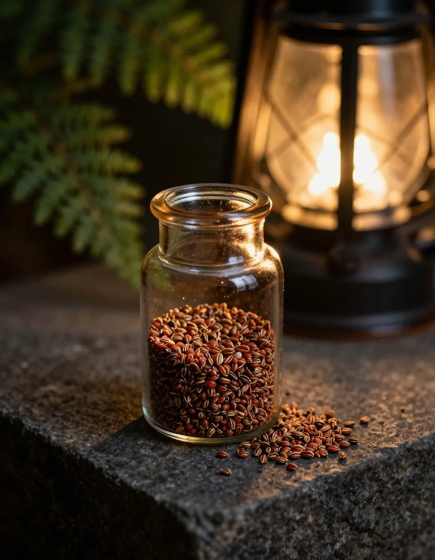 Guarana seeds in an amber glass apothecary jar